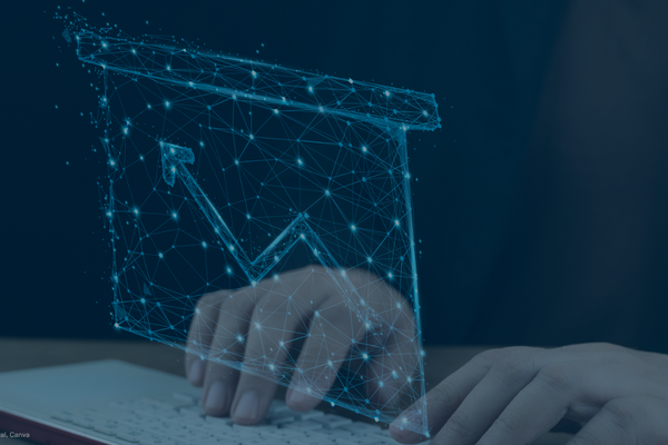 Bild mit digitalen Punkten und Netzstrukturen, die einen sicheren Datenfluss symbolisieren, Teil der MEGLA Success Story mit AVEVA CONNECT und INEOS.